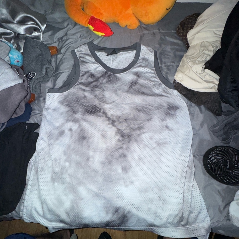 Nike Gray and White Tie-Dye Tank Top